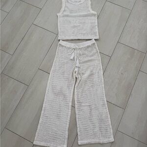 Ivory Knit Tank and Pants Set